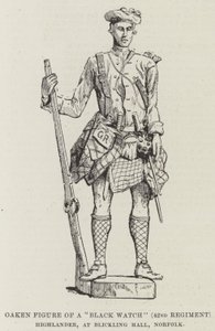 Oaken-figur av en "Black Watch" (42:a regementet) Highlander, i Blickling Hall, Norfolk (gravyr) av English School