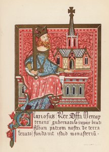 Offa, kung av Mercia (färglitografi) av English School