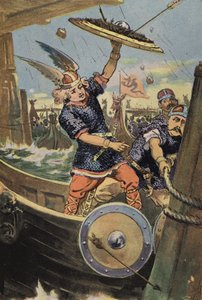 Olaf vid London Bridge (färg litho) av English School