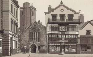 Gamla hus på Domkyrkogården (litho) av English School