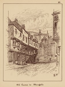 Gamla hus i Stonegate (litho) av English School