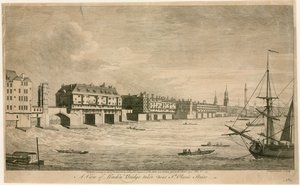 Old London Bridge, nära St Olaves Stairs av English School