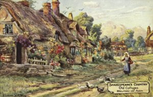 Gamla stugor, Welford-on-Avon, Warwickshire av English School