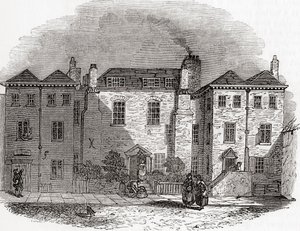 Oliver Cromwells hus, Clerkenwell Close, London, England, från Old England: A Pictorial Museum, pub. 1847 av English School