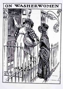 On Washerwomen (litho) av English School