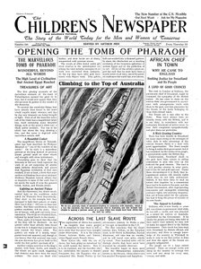Öppnar Faraos grav, illustration från The Childrens Newspaper, 13 januari 1923 (tidningspapper) av English School