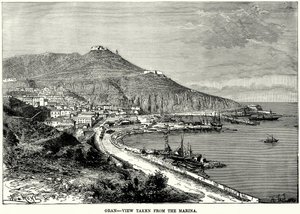 Oran - Vy tagen från marinan (gravyr) av English School