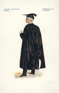 Oxford University Robes: Bachelor in Divinity (färglitografi) av English School