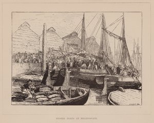 Ostronbåtar vid Billingsgate (gravyr) av English School
