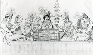 Padean Minstrels uppträder i Vauxhall Gardens, London (gravyr) av English School