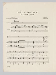 Sida 2 av ett partitur för låten Just a Soldier av English School