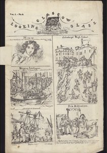 Sida från broschyr om Glasgow Fair, publicerad den 23 juli 1835 (gravyr) av English School