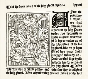 Sida från The Royal Book tryckt av William Caxton 1484, från The National and Domestic History of England av William Hickman Smith Aubrey (1858-1916) publicerad i London, ca 1890 av English School