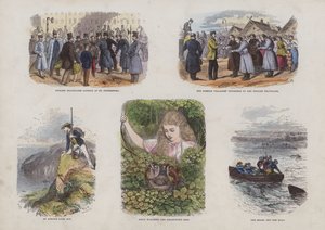 Sida från den attraktiva bilderboken (färgad gravyr) av English School