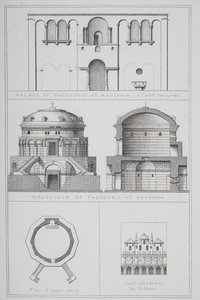 Palace and Mausoleum of Theodoric (c.454-526) i Ravenna, från `Agincourts History of Art by its Monuments av English School