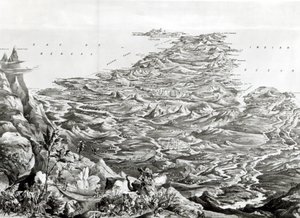 Panoramautsikt över Indien från Himalayabergen, designad av T. Packer, 1857 av English School