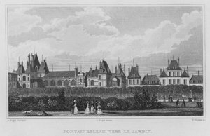 Paris, Fontainebleau, Mot trädgården (gravyr) av English School