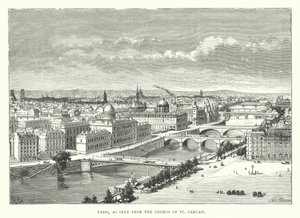 Paris, sett från kyrkan St Gervais (gravyr) av English School
