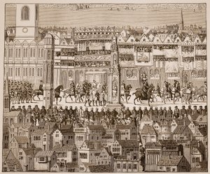 Del av Edward VI:s kröningprocession, 1547, efter en akvarell från 1500-talet (sepiafoto) av English School