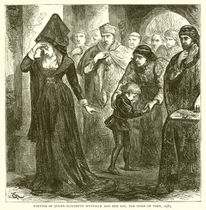 Avsked mellan drottning Elizabeth Wydville och hennes son, hertigen av York, 1483 av English School
