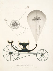 Patent Kite and Chervolant från "The Aeropleustic Art, or Navigation in the Air, by the Use of Kites, or Buoyant Sails, pub. 1827 (handfärgad akvatint) av English School
