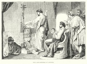 Paulus och Barnabas i Antiokia (gravyr) av English School