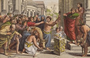 Paul och Barnabus i Lystra (kromolith) av English School
