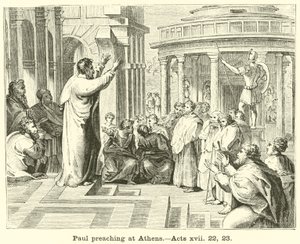 Paulus predikar i Aten, Apostlagärningarna, xvii, 22, 23 av English School