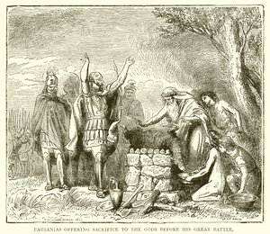 Pausanias offrar till gudarna innan hans stora strid