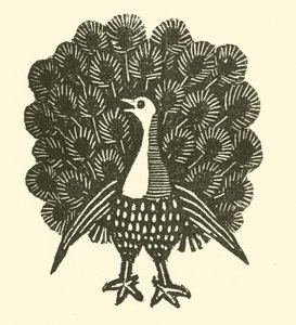 Påfågel (träsnitt) av English School