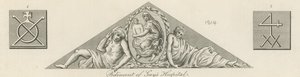 Pediment av Guys Hospital, London av English School