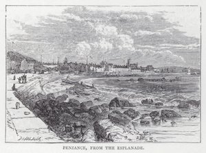 Penzance, från Esplanaden (gravyr) av English School
