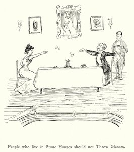 De som bor i stenhus ska inte kasta glas; de som bor i glashus ska inte kasta sten (litografi) av English School