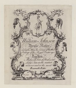 Peruke-tillverkare, William Johnson, byteskort av English School