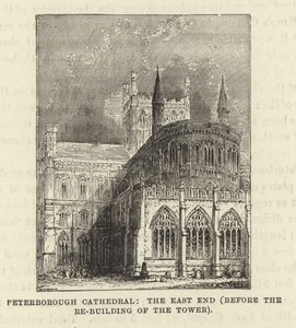 Peterborough Cathedral, East End (före återuppbyggnaden av tornet) av English School