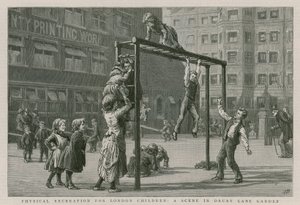 Fysisk rekreation för barn i London: En scen i Drury Lane Garden av English School