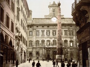 Piazza di Monte Citorio, Rom (handfärgat foto) av English School