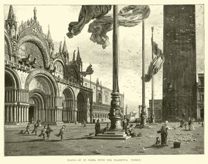 Piazza av St Mark, med Piazzetta, Venedig av English School