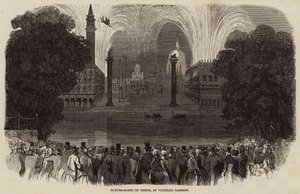 Bild-modell av Venedig, vid Vauxhall Gardens (gravyr) av English School