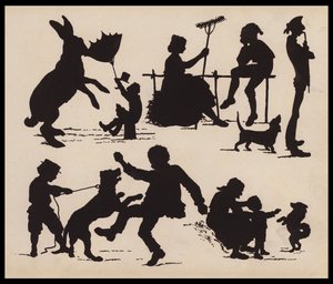Bilder på djur och människor (litho) av English School