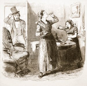 Pittoreska Sketches of London: The Lodging House, från The Illustrated London News, 1849 av English School