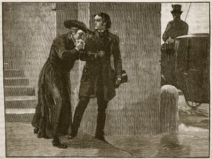 Pius IX lämnar Vatikanen i förklädnad, 1848, illustration från Cassells Illustrated History of England (sepiafoto) av English School