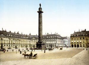 Place de la Colonne Vendome, Paris (handfärgat foto) av English School