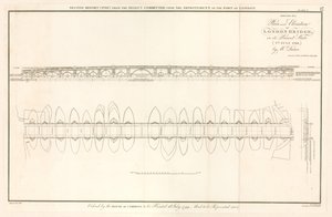 Plan och höjd av London Bridge den 2 juli 1799 av English School