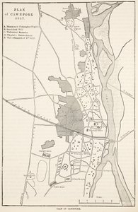 Plan av Cawnpore 1857, från Cassells Illustrated History of England av English School