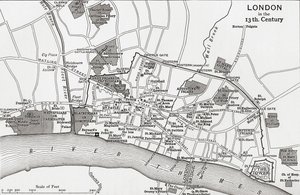 Plan av London på 1200-talet, från 