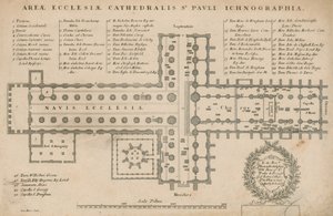 Plan över St Pauls Cathedral, London av English School