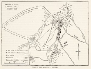 Plan för slaget vid Dubba (Hyderabad) 24 mars 1843, illustration från Cassells Illustrated History of England av English School