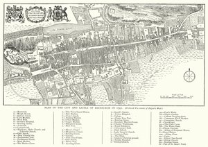 Plan över staden och slottet i Edinburgh 1742 (gravyr) av English School