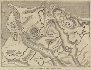 Plan över Mamelon och Malakoff Tower (gravyr) av English School
